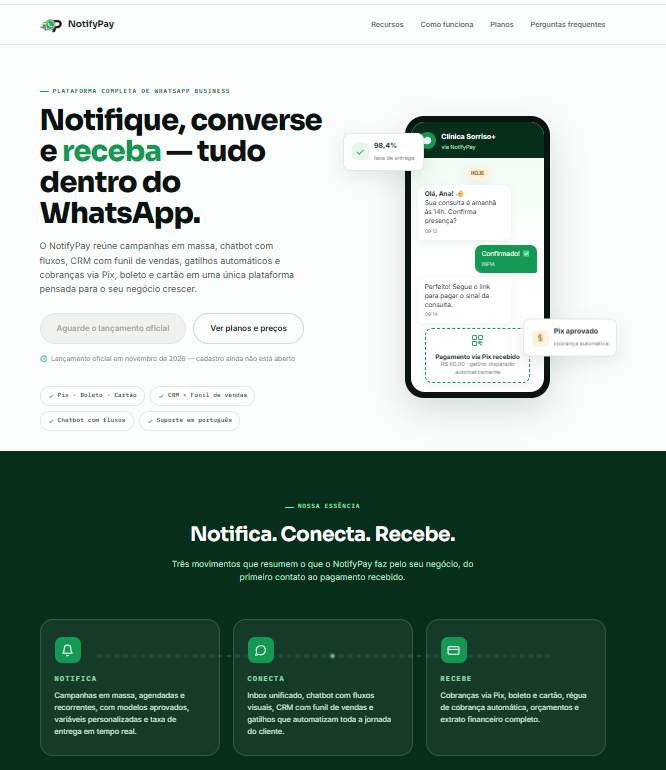 NotifyPay - plataforma de automações para WhatsApp Business