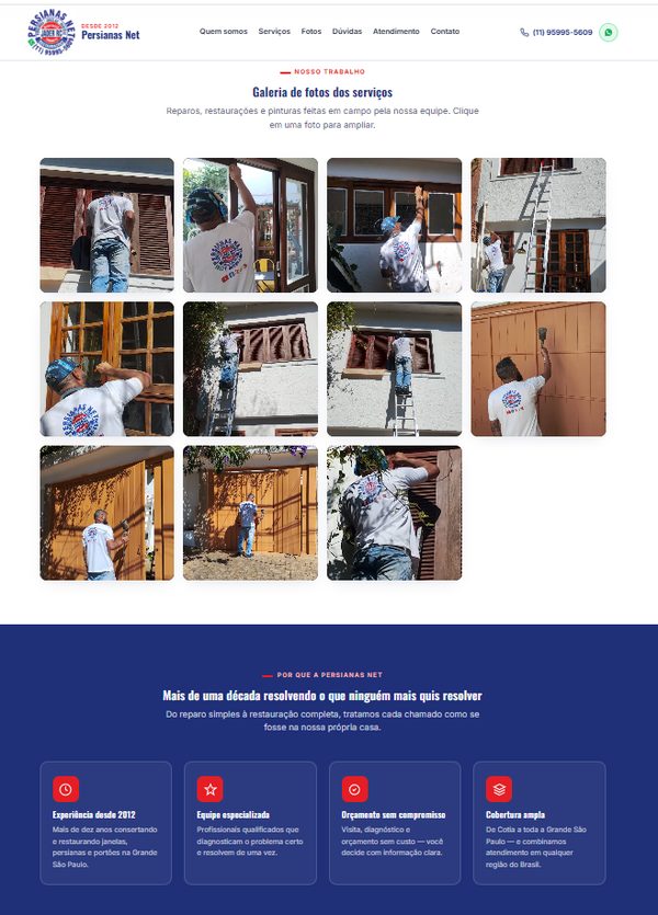 Persianas Net - site institucional de conserto de persianas e janelas